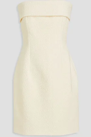 EMILIA WICKSTEAD Strapless cotton-blend bouclé mini dress - White