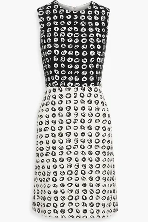 Oscar de la Renta Two-tone printed cotton-blend tweed mini dress