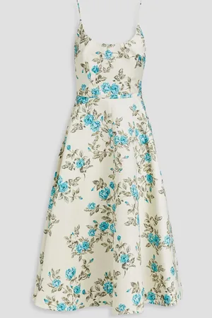 EMILIA WICKSTEAD Lana floral-print satin midi dress - White