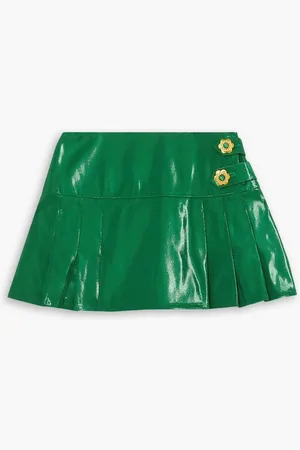 Miss Sohee Embellished pleated metallic silk mini skirt