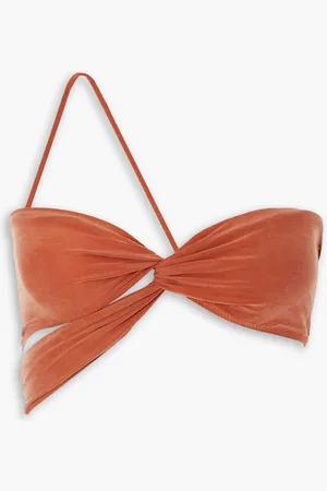 Jacquemus Espelho cropped asymmetric stretch-jersey bandeau top - Brown