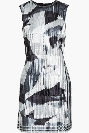 Puccini Fringed printed sequined tulle mini dress - Metallic