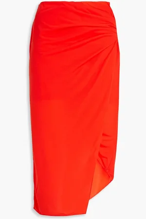 Helmut Lang Wrap-effect crepe midi skirt - Red