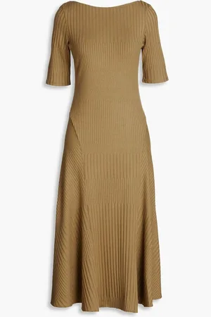 THEORY Ribbed-knit midi dress - Green