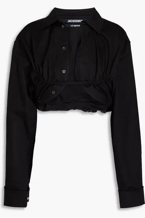 Jacquemus La Chemise Machou cropped cotton and linen-blend canvas shirt