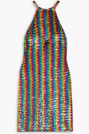 ASHISH Striped sequined georgette mini dress