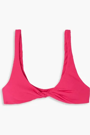 The Attico Twisted ribbed triangle bikini top - Pink