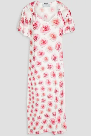 VIVETTA Cutout bow-embellished floral-print crepe midi dress