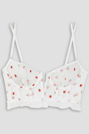 LE PETIT TROU Pomme ruffled embroidered tulle underwired balconette bra
