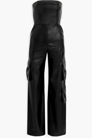 ALICE+OLIVIA Alice Olivia - Emelda strapless faux leather wide-leg jumpsuit