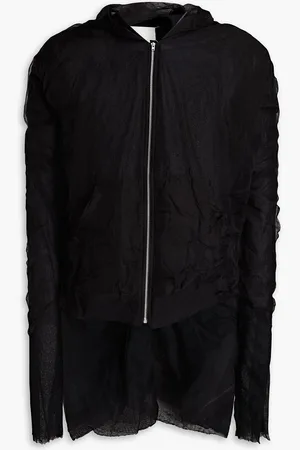 Maison Margiela Organza-paneled silk-gauze zip-up hoodie