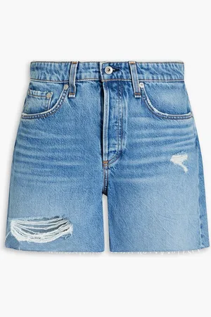 RAG&BONE Rosa faded distressed denim shorts - Blue