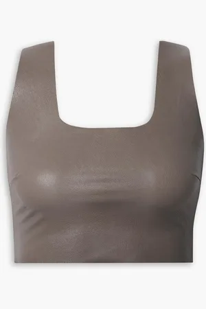 Commando Cropped faux stretch-leather top - Neutral