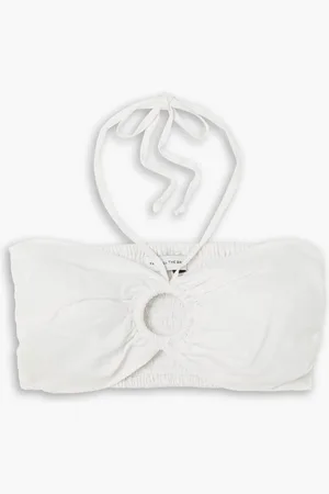 FAITHFULL THE BRAND Cyprus cropped linen halterneck top