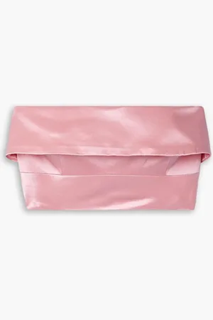 FLEUR DU MAL Strapless cropped silk-charmeuse top - Pink