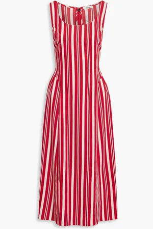 Jason Wu Pleated striped crepe midi dress