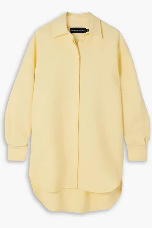 BRANDON MAXWELL The Phillippa wool-blend crepe mini shirt dress - Yellow