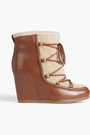 VERONICA BEARD Elfred leather and shearling wedge boots - Brown