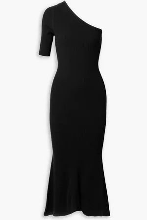 VERONICA BEARD One-shoulder ribbed-knit midi dress