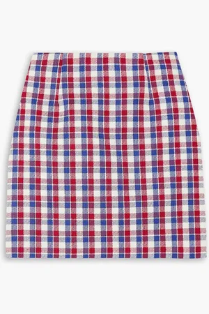 Alessandra Rich Checked tweed mini skirt - Red