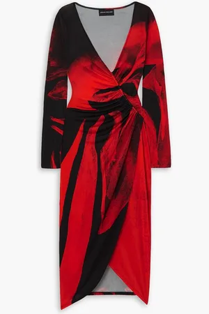 Louisa Ballou Summer Solstice wrap-effect printed stretch-jersey midi dress - Red