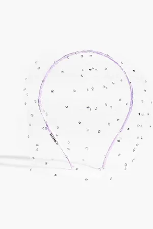 EUGENIA KIM Halsey crystal-embellished fishnet headband - Purple