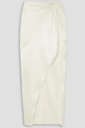FLEUR DU MAL Wrap-effect silk-blend satin maxi skirt - White