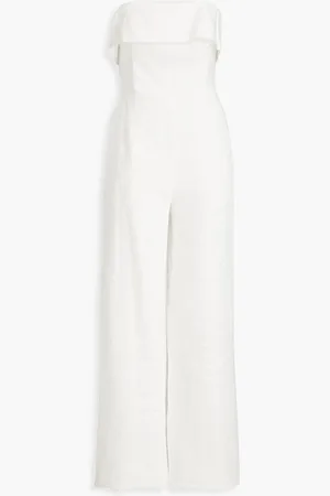 Nicholas Strapless linen wide-leg jumpsuit - White