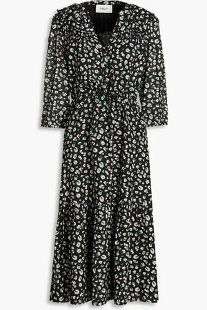 Bash Ruffle-trimmed printed cotton-blend midi dress