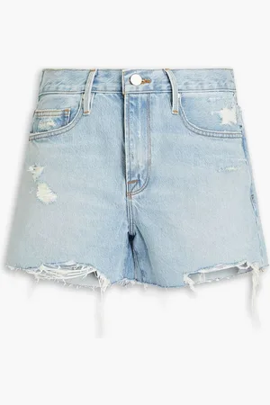 Frame Le Brigette distressed denim shorts - Blue