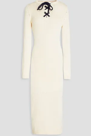 ZIMMERMANN Lace-up cotton midi dress - White