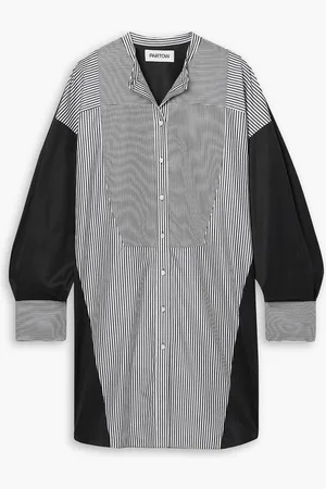 Partow Meline paneled striped cotton-poplin tunic