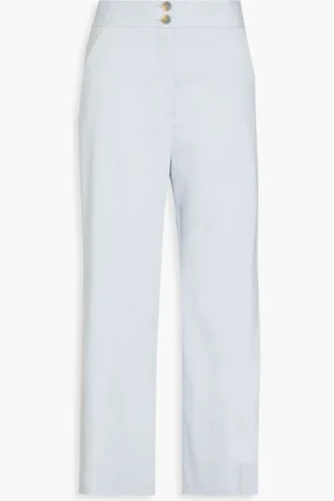 VERONICA BEARD Jeanne linen-blend Oxford wide-leg pants - Blue