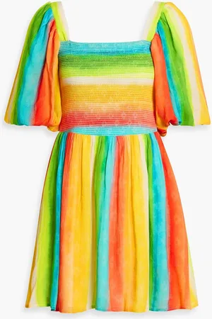 AMUR Shirred tie-dyed jacquard mini dress
