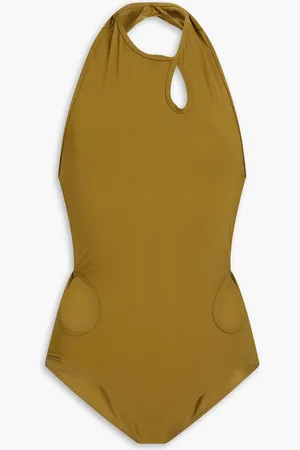 CHRISTOPHER ESBER Cutout halterneck swimsuit - Green