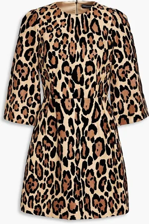 Dolce & Gabbana Leopard-print flocked canvas mini dress