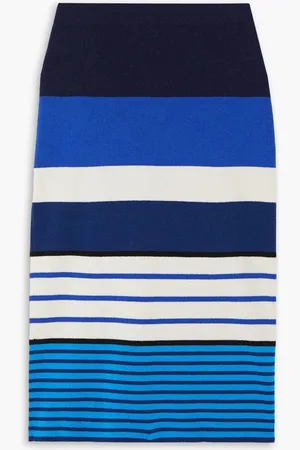 Clements Ribeiro Riviera striped cashmere midi skirt