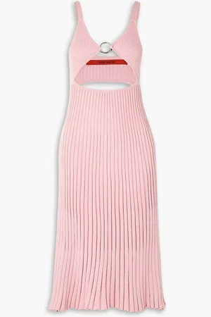 Thebe Magugu Embellished cutout ribbed cotton midi dress - Pink