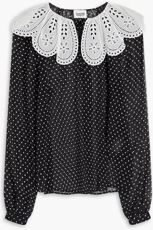 Claudie Pierlot Broderie anglaise-trimmed georgette blouse