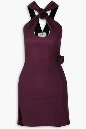 COPERNI Appliquéd stretch-satin mini dress - Purple