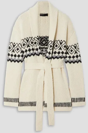 NILI LOTAN Alexis Fair Isle belted cardigan - White