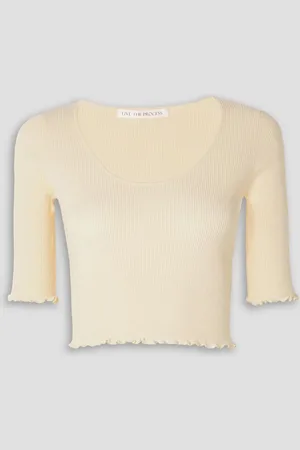 LIVE THE PROCESS Malia cropped ribbed stretch-knit top - White