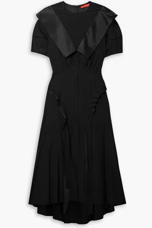 Commission Assembly asymmetric ruffled gathered stretch-silk midi dress