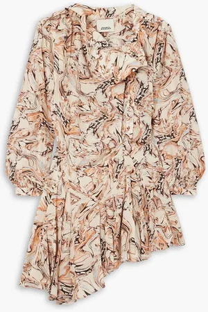 Isabel Marant Tharya asymmetric printed silk crepe de chine mini dress - Neutral