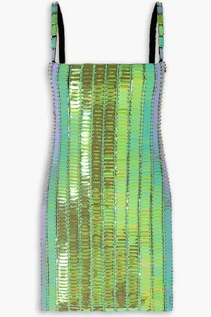 The Attico Rue open-back irridescent embellished jersey mini dress