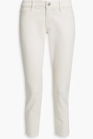 Frame Le Garcon cropped distressed boyfriend jeans - White