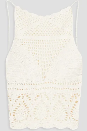 Bash Crochet-knit cotton top - White