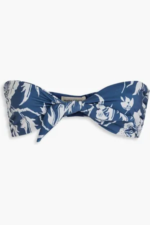 Mara Hoffman Kai knotted floral-print bandeau bikini top - Blue