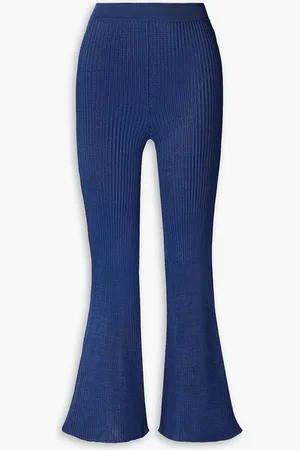 Calle Del Mar Ribbed-knit flared pants - Blue