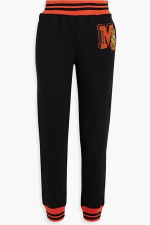 Moschino Appliquéd French cotton-terry track pants
